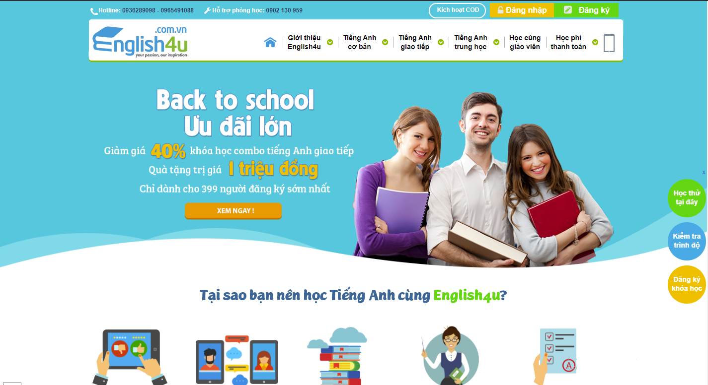 English4u - chương trình học tiếng Anh online hàng đầu Việt Nam